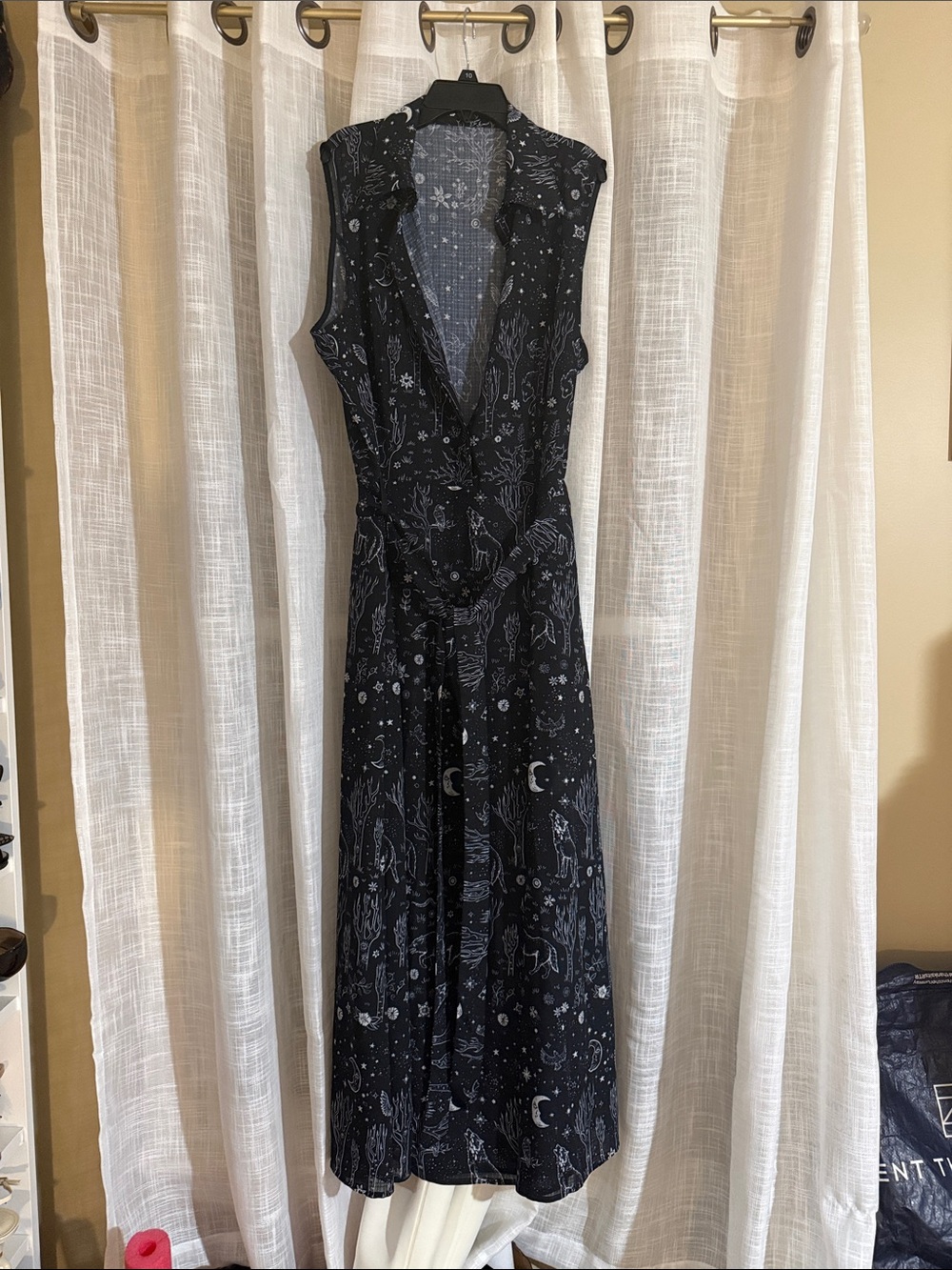 Blackmilk Black Maxi Dress with Silver Celestial Print